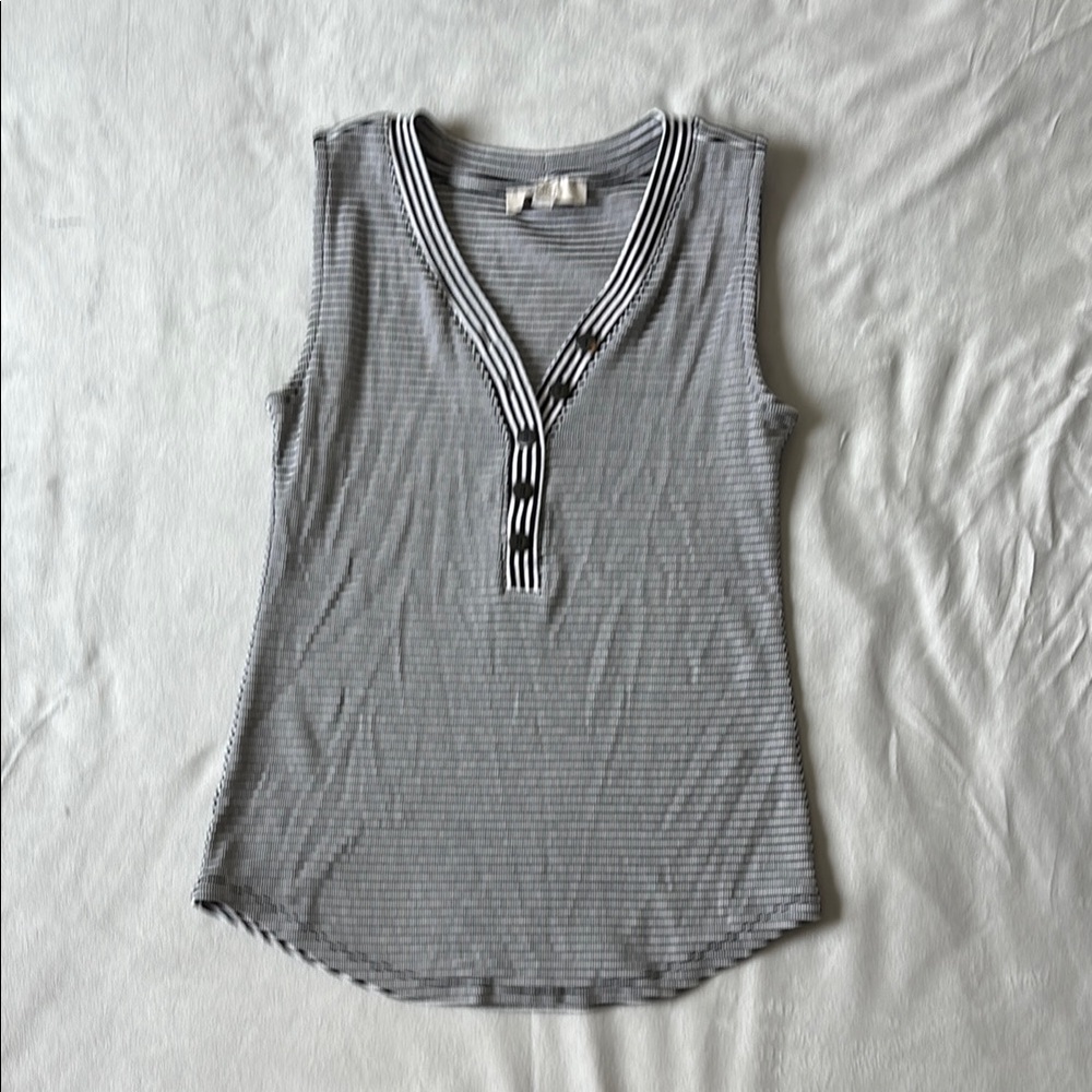 Black and White Striped Sleeveless Top